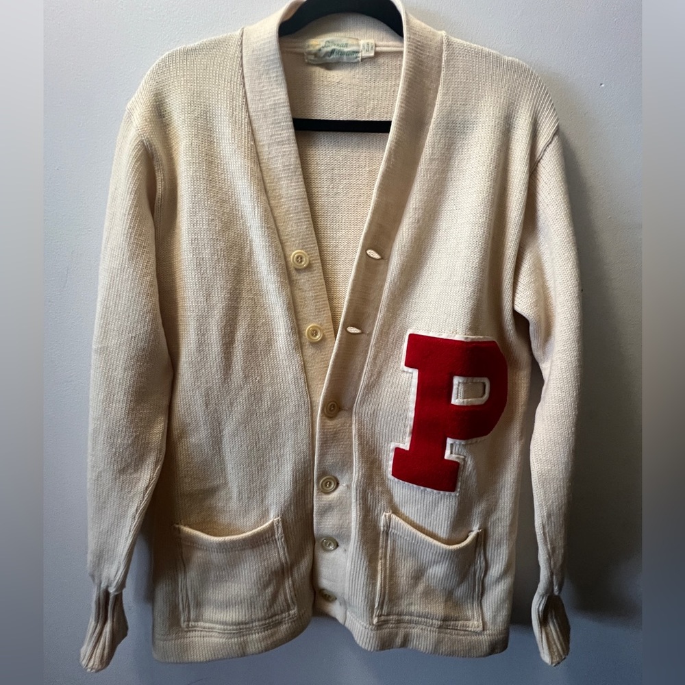 Vintage Cream & Red Cardigian